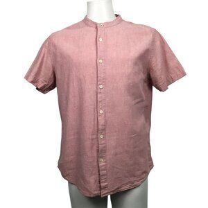 🌿 Brooklyn Calling NYC Linen-Cotton Mandarin Collar Shirt – Size M 🌿